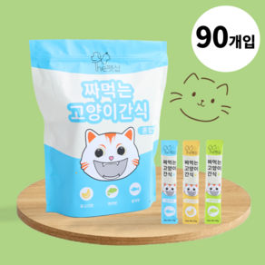 더펫샵 짜먹는 고양이 간식 츄르 대용량 혼합맛, 90개, 15g, 참치+연어+닭고기