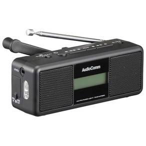 일본 직배송 OHM AudioComm RAD-M799N 핸드 크랭크 라디오 라이트 블랙, 상세페이지 참조