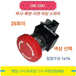 한영넉스 CRE-25R1 25파이 비상스위치 푸시 CR-257R-1, 녹색(G), 1개