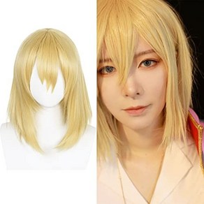 Shot Blonde Wig fo Howl Wig fo Howl's Moving Ca 하울의 움직이는 성 코스프레 가발을위한 하울 가발을위한 짧은 금발 가발 할로윈 의상 파티, 1개, Howl-Blonde