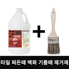 타일 세척제 OP300 3.75L 바닥 찌든때 기름때 제거제 오물 클리너 청소 세정제 원폴리머 붓, 1세트