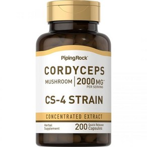 Piping Rock Codyceps Mushoom Capsules 2000mg  200 Count  CS-4 Stain  Concentated Extact  He, 1개, 200정