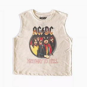 AC/DC 락 밴드 티셔츠 나시 민소매 세미 크롭 스트릿 페스티벌 메탈 오버핏 프린팅