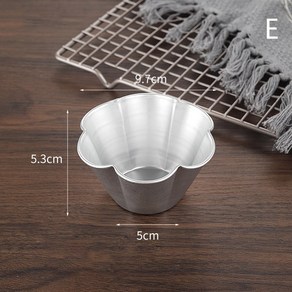 푸딩 컵 몰드 미니 플루트 케이크 팬 붙지 않는 젤리 몰드 빠른 가열 알루미늄 합금 베이킹 컵 몰드 1 개, 02 E, 1개