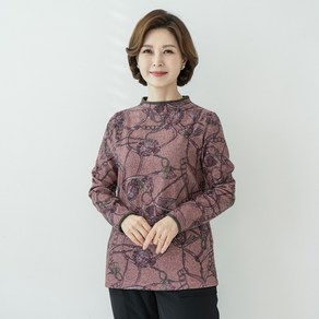 엄마옷 마담4060 겨울 중년여성 빅사이즈 신축성 좋은 나염티셔츠 어머니옷 데일리 체인디지털티셔츠 -QTE2410076-