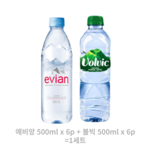 에비앙 500ml x 6p + 볼빅 500ml x 6p