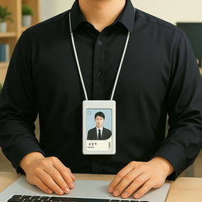 퓨어스탠다드 늘어나는 사원증 목걸이 출입증 길이 조절 카드 케이스, 화이트, 1개