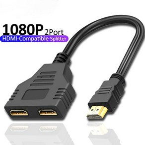 HDMI HD 케이블 분배기 1080P 2 듀얼 포트 Y 1 인 아웃 어댑터 LCD TV 박스 PS3 호환 분배기, 1.black - 0.3m, 1개