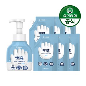 유한양행 [본사직영] 해피홈 SAFE365 핸드워시 용기형 350mL+파우치형 리필 200mLx6개 무향