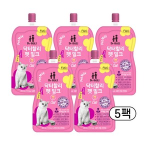 RePet 고양이 전용 우유 캣밀크 저지방 펫밀크 간식 타우린 종합비타민, 5팩, 200ml