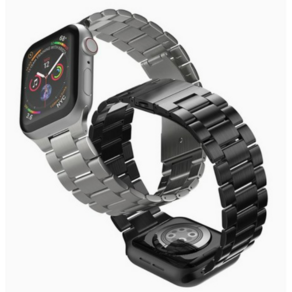 신지모루 3연 디자인 스테인리스 메탈 쥬빌레 스마트워치 밴드 스트랩, 실버