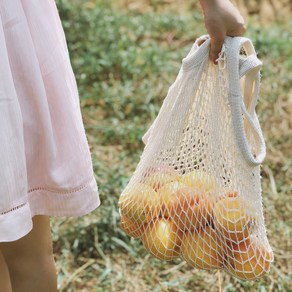 스토어벅스 늘어나는 쇼핑가방 장바구니 휴대용 쇼핑백 그물백, 1개, 오렌지