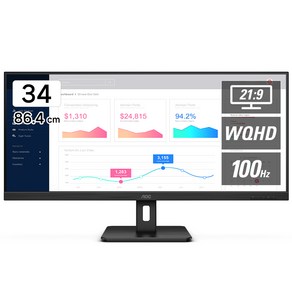 AOC 알파스캔 WQHD 100 울트라와이드 무결점 모니터, U34E2M