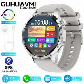 GT4 프로 GPS 스마트 워치 남성 아몰레드 블루투스 NFC IP68 여성 신제품, 1)Silvey - Watch GT4 Po plus