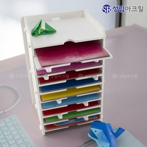 성림아크릴 국산 DIY 대용량 색종이 진열대 투명 아크릴 정리대 컬러별 쉬운 정리대 케이스