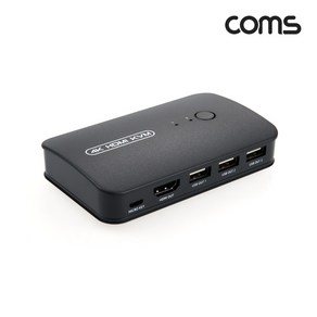 Coms TB586 HDMI USB KVM 2:1 스위치/4K UHD 30Hz 지원/PC 전환 버튼/원거리 조작 버튼 케이블/2대의 PC본체를 하나의 키보드 마우스 모니터로 사용, 1개