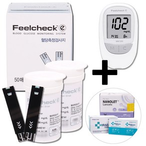 필첵 혈당측정기1대+시험지100T+침200+알콜솜100세트 (Feelchek-e), 1개