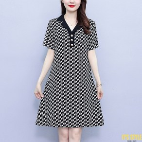 잇츠스타일 [L-5XL] 빅사이즈 블랙 심플 엑스 반팔 미디 원피스