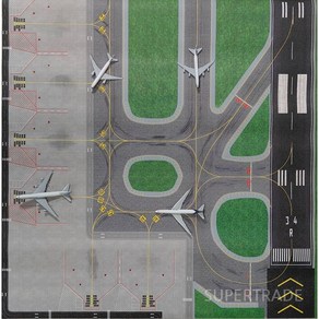 1400 미니공항 항공기활주로 모델 시뮬레이션모형 활주로, 장난감 매트 (항공기 2대 포함)