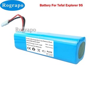 테팔 익스플로러 95 로봇 진공 청소기용 배터리 INR18650 M264S2P SS2230002529 5600mAh 6800mAh 신제품, 2)5600mAh Battey