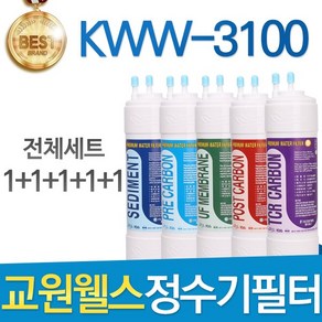 교원웰스 KWW-3100 고품질 정수기 필터 호환 전체세트, 선택1 - 전체세트(1+1+1+1+1=5개), 1개