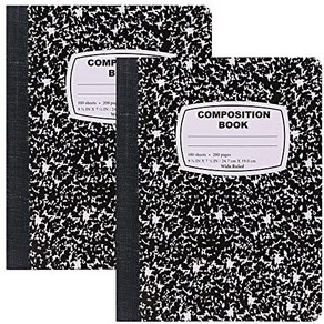 Emaw Mable Composition Notebook Wide Ruled Black and White Composition Books 100 Sheets (2 Pack), 2개, 2 Pack