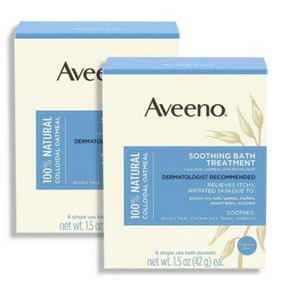 Aveeno 100% 오트밀 순한 보습 입욕제 Soothing Bath Teatment 42g 8개입 2팩, 336g, 2개