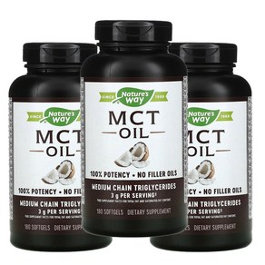 네이처스웨이 MCT 오일 Softgels 100% 포텐시 노 필러오일 180Softgels 3개, 180정