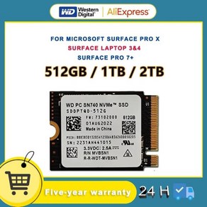 웨스턴 디지털 2230 NVMe PCIe Gen 4x4 SSD WD SN740 2TB 1TB 512GB M.2 SSD 마이크로소프트 서피스, 01 SN740 256GB, 한개옵션1