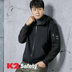 K2세이프티 남자 긴팔 티셔츠 기모 후드 집업 F150