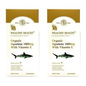 웰시헬스 스쿠알렌 스쿠알랜 1000 mg 비타민E 120캡슐 2팩 (호주) WEALTHY HEALTH Oganic Squalene Vitamin E, 120정, 2개