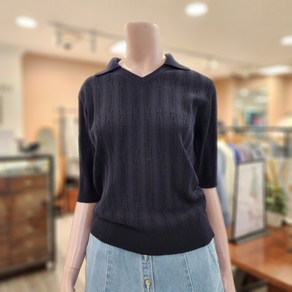 BCBG O. 케이블 칼라 V넥 니트 P/O- B4A2K415 55 [NAVY]