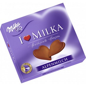 Milka I Love Milka 매우 섬세한 하트 알파인 밀크 초콜릿 130g, 1개