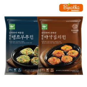 사옹원 부침명장 한입 아삭 김치전 300g + 땡초 부추전 300g 명절요리 막걸리안주 술안주 간편요리 간식 맥주안주, 1세트, 600g