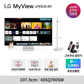 LG전자 4K UHD 스마트 모니터 방문설치, 107.9cm, 43SQ700SW