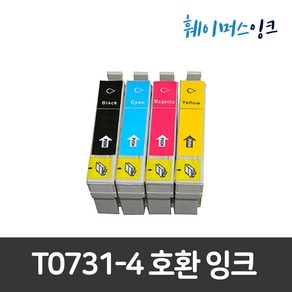 엡손 T073 호환잉크 TX510 TX300F TX103 TX100 T30 TX550 TX228 TX220 TX210 TX203 TX200 TX113 TX112 73N, 세트(검정+파랑+빨강+노랑), 1개