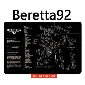 건스토리 전술 마우스 패드 / 핸드건 분해도 /정비 패드 10종, 1개, Beetta92