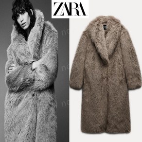 자라 인조 모피 플러시 겨울 롱 코트 zara