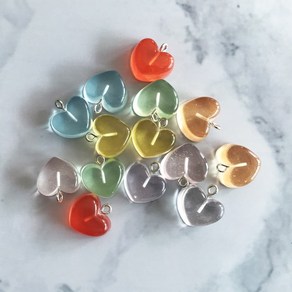 통통 컬러 하트 캔디 젤리 아크릴 펜던트(랜덤)/백참 키링 열쇠고리 만들기 부자재 재료 diy 하트팬던트, 1개, 랜덤