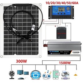 태양광모듈 태양전지 태양광패널 발전 12V 300W 충전 완전한 홈 그리드 캠프