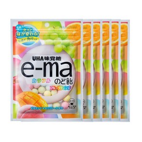 UHA 미각당 e-ma 목캔디 다채로운 과일 체인지 50g, 6개