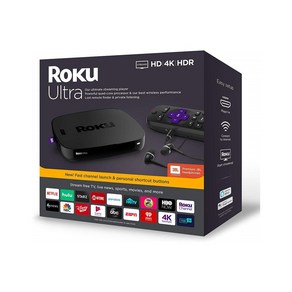 넷플릭스 머신 로쿠 울트라 Roku Ulta HD/4K/HDR 스트리밍 미디어 플레이어 JBL 이어폰 포함 디즈니플러스 지원 2019년 신제품, 1개