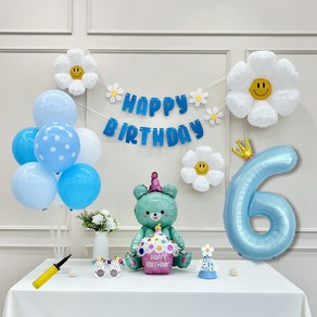 연지마켓 데이지 곰돌이 생일 파티 숫자 풍선 가랜드 세트