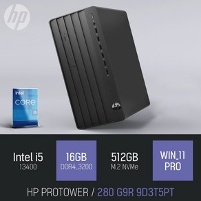 HP 프로 타워 280 G9R 9D3T5PT 사무용 업무용 실속형 데스크탑 PC, 램 16GB+NVMe 512GB+WIN11 PRO, 16GB