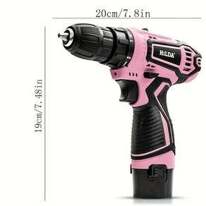무선 미니전동드릴 HILDA 리튬 전기 핑크 스크루 드라이버 천공 핸드 파워 12V, [01] PINK1, 1) PINK1, 1개