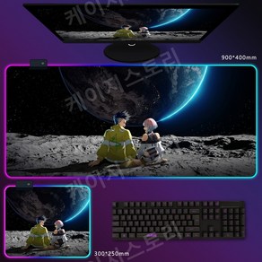 사이버펑크엣지러너 RGB 발광 마우스패드 키보드 장패드 3mm 두께, 900x400mm, A, 1개