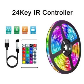 USB LED 스트립 조명 앱 제어 색상 변경 5050 RGB 유연한 램프 테이프 방 장식 TV 백라이트 다이오드, 15) 24Key IR contolle - 5m, 1개