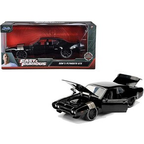 Jada Toys 분노의 질주 1:24 Dom's Plymouth GTX 다이캐스트 자동차 어린이 및 성인용 장난감 블랙 표준 미국 464475