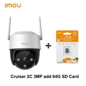 현관 CCTV IMOU 크루저 야외 보안 보호 AI 인간 및 차량 감지 스마트 나이트 비전 양방향 대화 2C 3K 360 ° 와이파이 카메라, 2) 3MP add 64G SD Cad  US, 1개