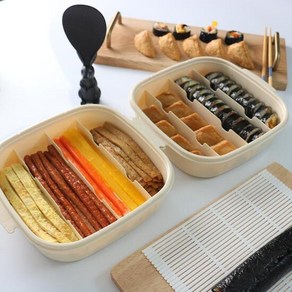 김밥보관 재료보관 칸칸 김밥용기+김발증정, 1개, 단품, 통합색상:김밥재료 보관용기